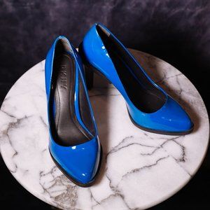 DKNY blue, leather Prim Pointy Pump with rubber heel